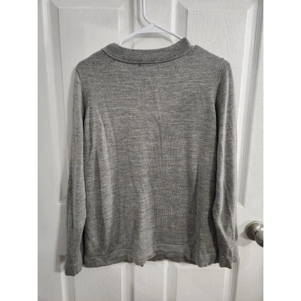 Orvis 100% Marino Wool Minimalist Normcore gray Vneck pullover sweater  large